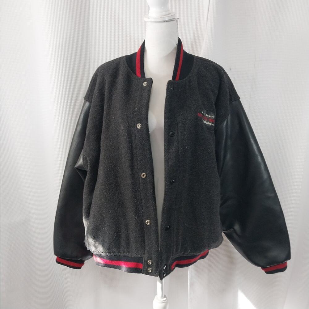 VINTAGE RARE MICKEY MOUSE! DISNEY STORE MICKEY VARSITY JACKET, RED & BLACK! SZ M - Picture 9 of 15